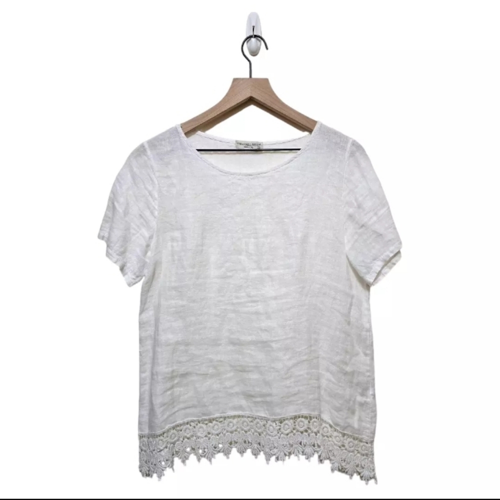 Terzo Millenio Linen Crochet Lace Top